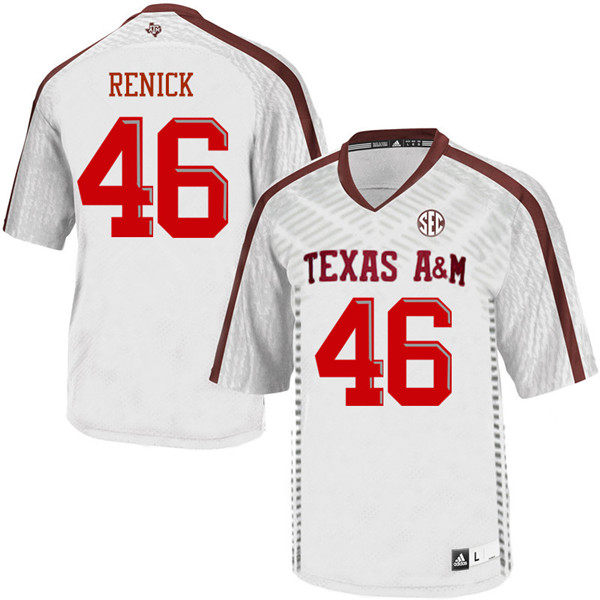 Men #46 Ryan Renick Texas Aggies College Football Jerseys Sale-White